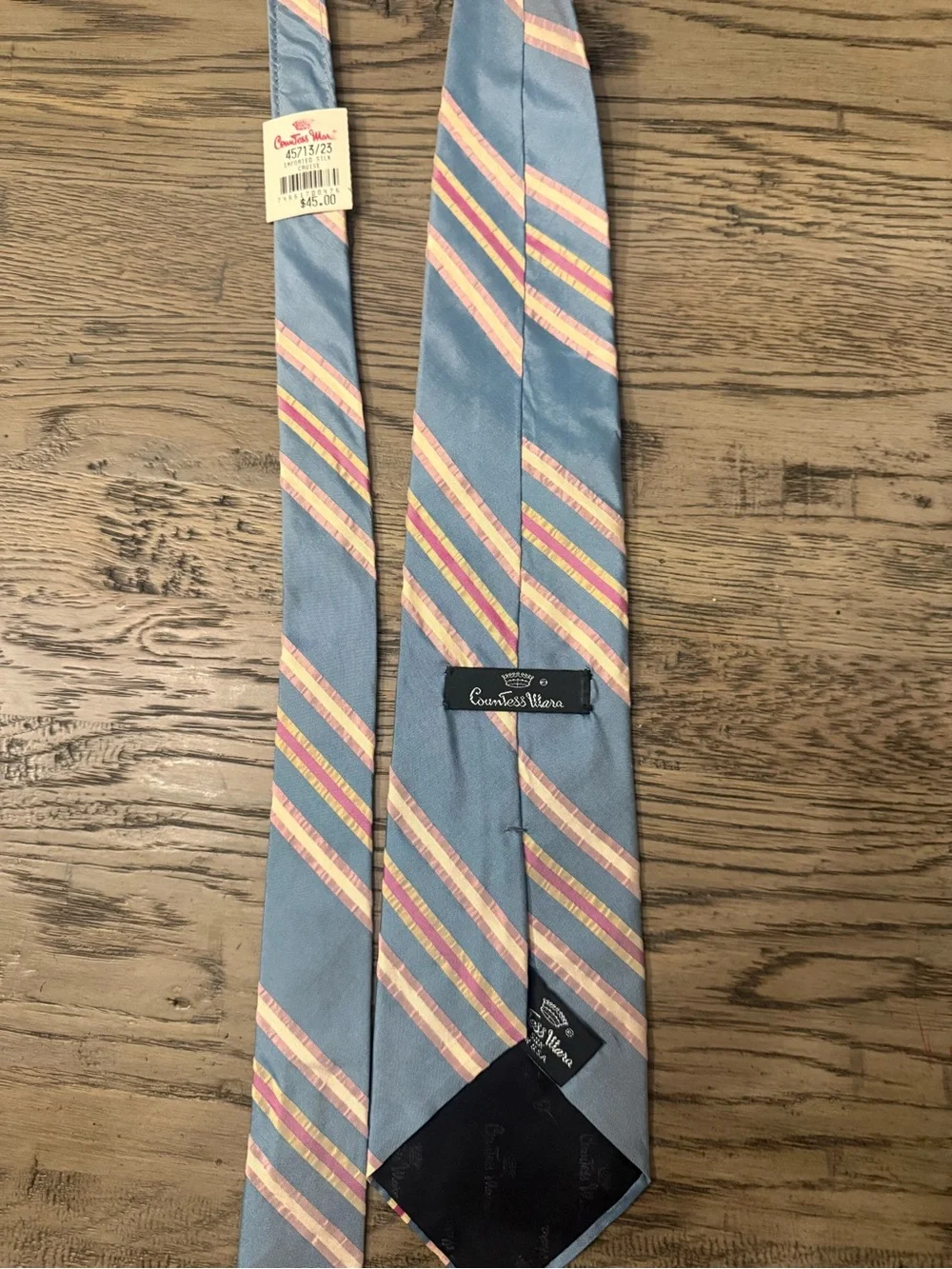 Classic Blue Stripe Men's Tie - Pastel Multi-Color